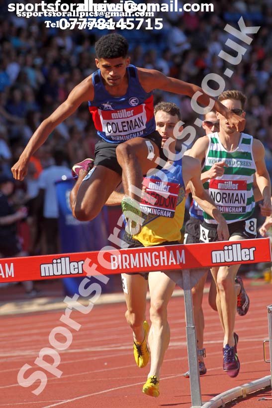 Mens 3000 metres steeplechase, 2019 Muller British Championships, Alexander Stadium, Birmingham. Photo: David T. Hewitson/Sports for All Pics